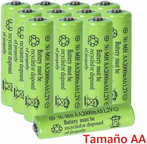 Vista 7 de Paquete de 12 pilas AA de 2000 mAh recargables de alta capacidad
