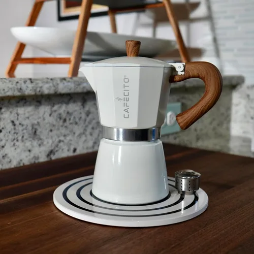 Vista 8 de Kit de iniciación de café cubano - El sistema ritual Cafecito Olla moka de 6 tazas (Cafetera Cubana) con herramientas de espuma, válvula