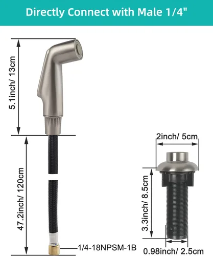 Vista 3 de Juego de accesorios de rociador de grifo de cocina de ajuste universal, compatible con el rociador de grifo Moen/Delta, cabezal rociador lateral