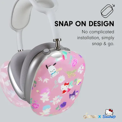 Vista 6 de Sonix x Sanrio Airpods Max - Funda para auriculares (Hello Kitty y amigos, rosa floral) + funda para diadema para AirPods Max