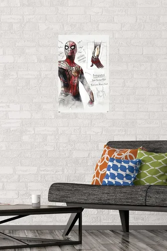 Vista 3 de Trends International Marvel Spider-Man: No Way Home - Póster de pared de bocetos, 22.4 pulgadas de largo x 14.7 pulgadas, versión enmarcada