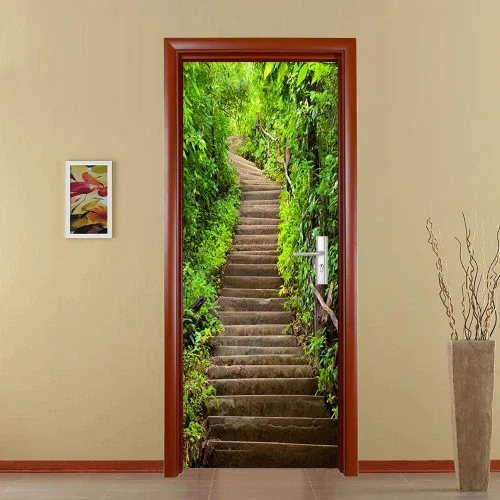 Vista 10 de ChezMax Calcomanías para puerta, calcomanías 3D para puerta, murales de puerta para despegar y pegar, papel tapiz de vinilo decorativo extraíble