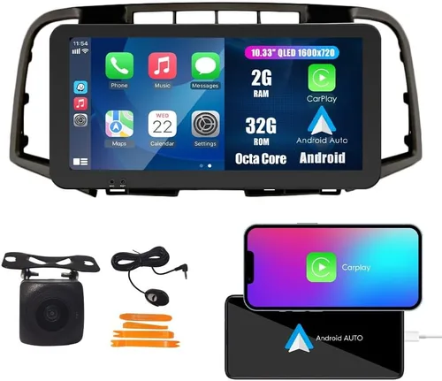 Vista 10 de Kunfine Coche CarPlay Android Navegación Automática Estéreo GPS Radio Reverse Cámara Pantalla 10.33 "QLED Pantalla Táctil Headunit Tablet Pad Media