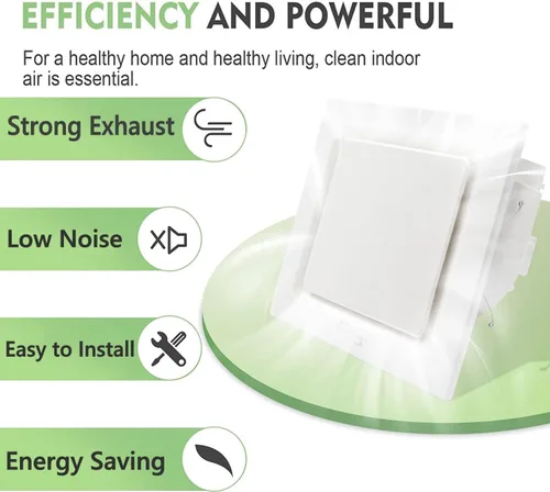 Vista 3 de Ventilador de baño de montaje en techo, ventilador de escape de techo, ventilador extractor de 141 CFM, 1.2 sonos, ventilador de ventilación