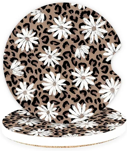 Vista 27 de Posavasos absorbentes para automóvil, paquete de 2 unidades para portavasos (beige)