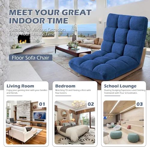 Vista 14 de Silla plegable para juegos de suelo de 14 posiciones, acolchada y ajustable, con algodón transpirable y terciopelo coral agradable a la piel