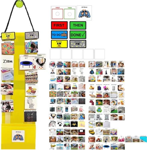 Vista 24 de Programa visual para niños – 133 tarjetas de plástico duraderas con imágenes y monedas con lazo suave Tabla de rutina diaria y recompensas por