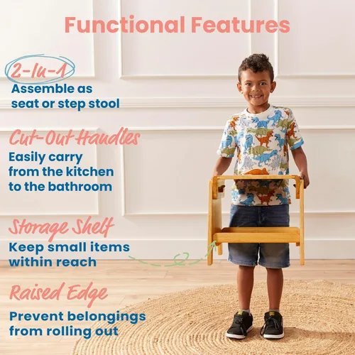 Vista 3 de ECR4Kids Taburete para sentarse o escalonar, muebles para niños, miel