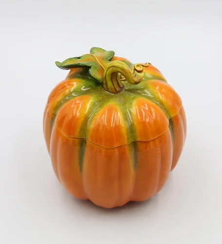 Vista 5 de Cosmos 10365 Caja de calabaza de cerámica fina, 6-1/8 pulgadas, naranja