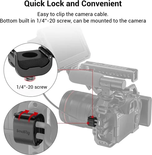 Vista 3 de SmallRig Abrazadera de cámara (4 piezas) para cable HDMI/SDI/Micrófono, Soporte de montaje de bloqueo de cable de cámara DSLR 0.079-0.276 in