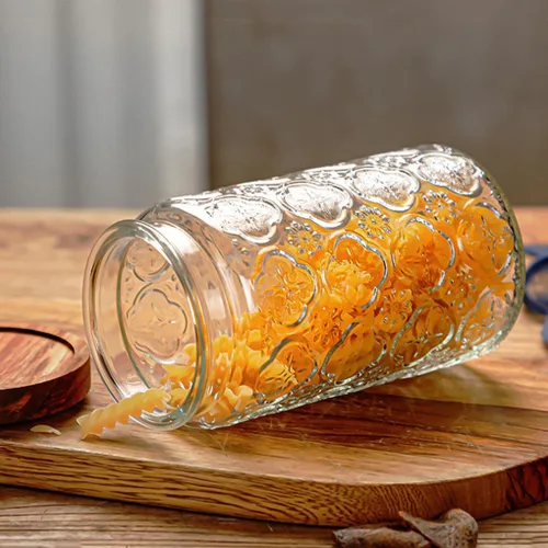 Vista 4 de ANSQU Tarro de Almacenamiento de Vidrio Vintage, Recipiente de Tarro de Almacenamiento de Vidrio con Tapa de Madera Hermética para Encimera