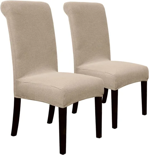 SPRINGRICO Paquete de 2 fundas para sillas de comedor con cinturón de seguridad, fundas elásticas para sillas Parsons lavables, fundas protectoras