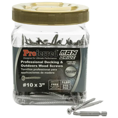 Vista 14 de Proferred Tornillos de madera profesionales para terrazas y exteriores, revestimiento SKT® de bronce - Spray de sal de 1500 horas, #8 X 2, 6 lóbulos