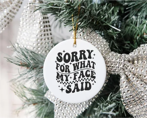 Vista 6 de Humorous Ceramic Ornament, Sarcastic Adult Quote Hanging Decoration, Witty Retro, Funny Present Idea