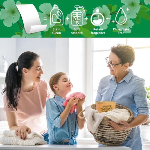 Vista 4 de Freelivity Hojas de detergente para ropa, 200 hojas de aroma de lino fresco, ecológicas, hipoalergénicas, sin plástico, sin líquido, suministros