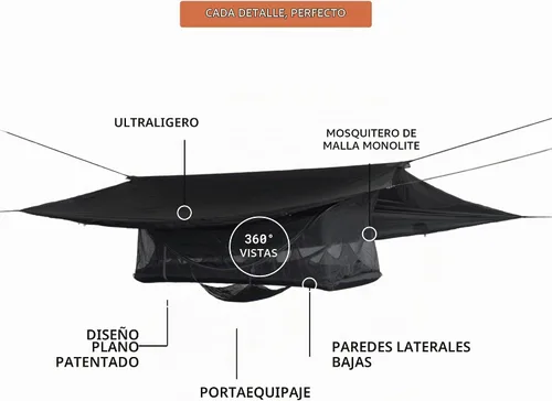 Vista 4 de Haven Tents Hamaca Tienda Plana - Hamaca Impermeable para Acampar con Mosquitera, Almohadilla Aislante y Toldo Impermeable - Haven Tent, Haven XL