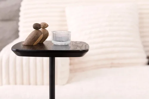 Vista 5 de Mesa pequeña con pedestal para bebidas, mesas auxiliares de madera, soporte para bebidas de cóctel Martini, mesa auxiliar cuadrada duradera con base