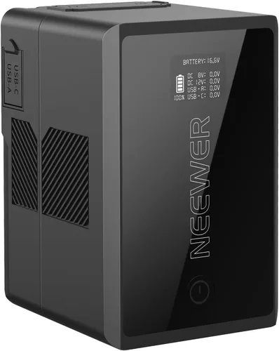 Bateria V Mount Neewer PS150E Soporta Carga Rápida USB C PD de 100W, 10350mAh 150Wh 14.54V, con D Tap/USB C/USB A/BP/Puertos Dual DC/Pantalla OLED