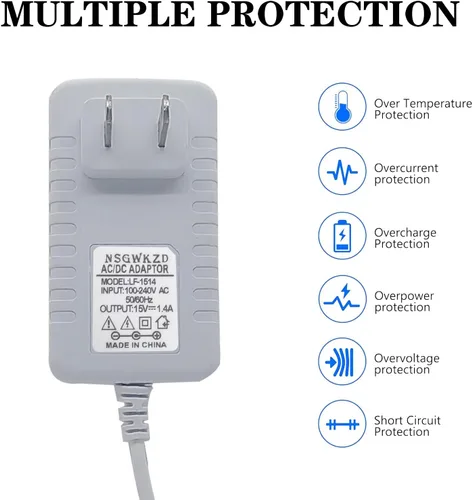 Vista 5 de Cable de alimentación blanco de 21 W para Echo Show 5 3ª generación 2023, Echo Show 1ª generación, Echo 1ª/2ª generación, cargador adaptador