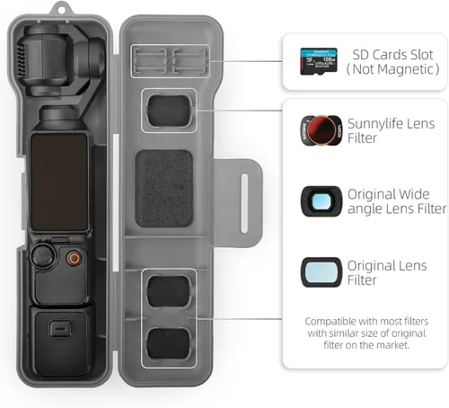 Vista 4 de Estuche Resistente al Agua para Viajes para Dji Osmo Pocket 3 Combo de Creador de Accesorios, con 3 Ranuras de Almacenamiento para Filtros