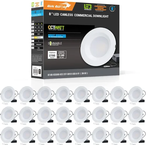 Vista 22 de Downlight LED empotrable de 4 pulgadas con caja de conexión, potencia ajustable 9/12/15W, 3 colores seleccionables 3000K-5000K, 120-277V, 0-10V