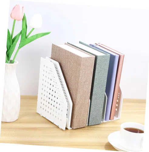 Vista 7 de OSALADI Desk File Organizer with Multiple Compartments Collapsible Binder Holder and Magazine File for Office Use Material Space-saving Design for