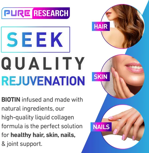 Vista 4 de Péptidos de colágeno líquido con biotina, soporte para el cabello, la piel, las uñas y las articulaciones, colágeno, biotina, gotas de absorción