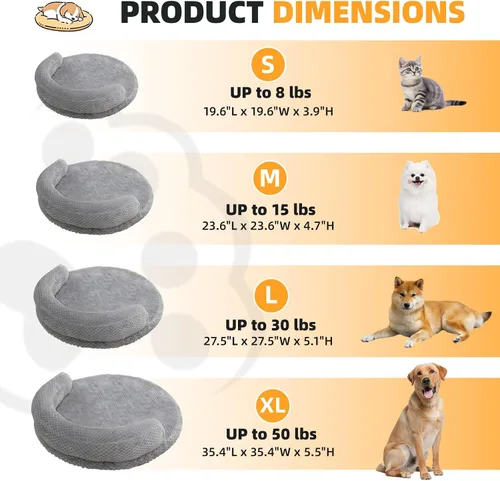 Vista 4 de Cama para gatos de interior, lavable para sofá cama para mascotas, funda extraíble de espuma viscoelástica para caja de huevos, 19.6 x 3.9 x 1.5
