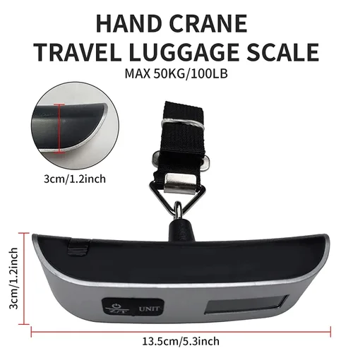 Vista 3 de Olmecs Paquete de 2 báscula de equipaje digital báscula de equipaje portátil para viajes báscula de maleta con gancho 110 libras batería incluida 2