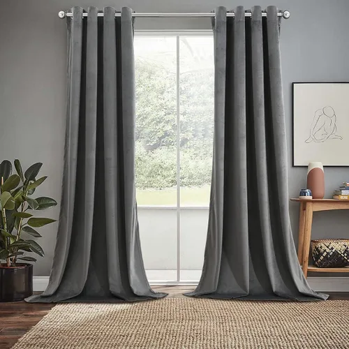 Vista 10 de Royal Hotel Bedding Paneles de cortinas opacas de terciopelo con ojales superiores pesados, paneles sólidos, cortinas de terciopelo suave, juego
