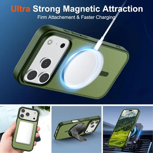 Vista 786 de SUPFINE - Funda magnética para iPhone 13 Pro Max (compatible con MagSafe), (protección contra caídas de grado militar de 10 pies), delgada, Negro