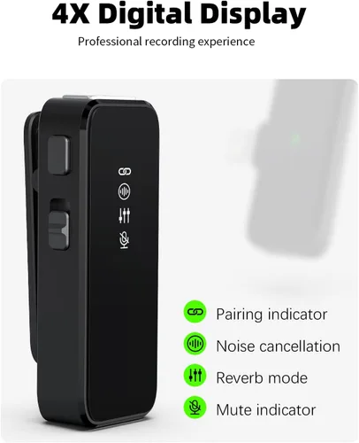 Vista 3 de Rythflo Micrófono Lavalier inalámbrico para iPhone 14/13/12 con cancelación de ruido, transmisión de 100 pies, duración de la batería de 18 horas