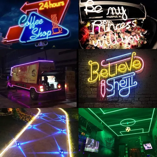 Vista 8 de Tira de luces LED de neón tipo AC 110-120V, tira de luz de neón LED flexible/impermeable/regulable/multimodos + control remoto de 23 teclas