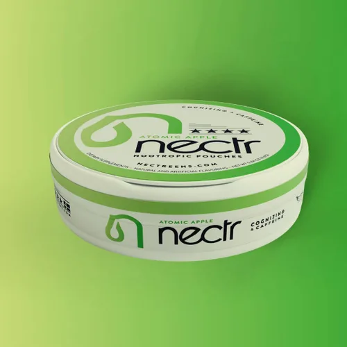 Vista 3 de Nectr Bolsas nootrópicas energéticas – Bolsas de cafeína con sabor a manzana atómica con citicolina Cognizin®. Golosinas cerebrales sin azúcar.