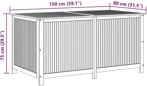 Vista 3 de vidaXL Caja de almacenamiento de madera para exteriores con tapa de elevación de gas, baúl de terraza con bolsa impermeable con cremallera