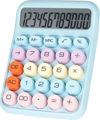 Calculadora de interruptor mecánico con botones grandes, calculadoras de escritorio, 12 dígitos, pantalla LCD grande, calculadora de escritorio, Rosa