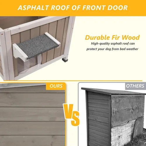 Vista 3 de Gowoodhut - Casa para gatos de 57 cm de largo, refugio para gatitos salvajes, recinto para gatos al aire libre resistente a la intemperie con techo