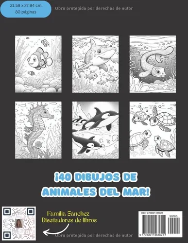 Vista 2 de Animales del Océano Libro de Colorear (Spanish Edition)