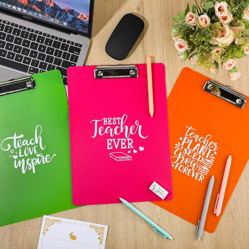 Vista 3 de Roowest 5 Pcs 5 Pcs Teacher Appreciation Week Gift Best Teacher Ever 12.4 x 8.86 Inch Clipboards for School Classroom Gift