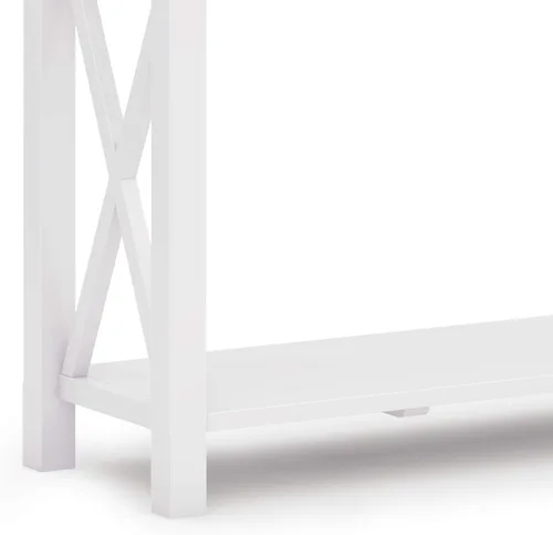 Vista 98 de Simpli Home Kitchener mesa de centro, color nogal oscuro, Pino, Distressed Grey