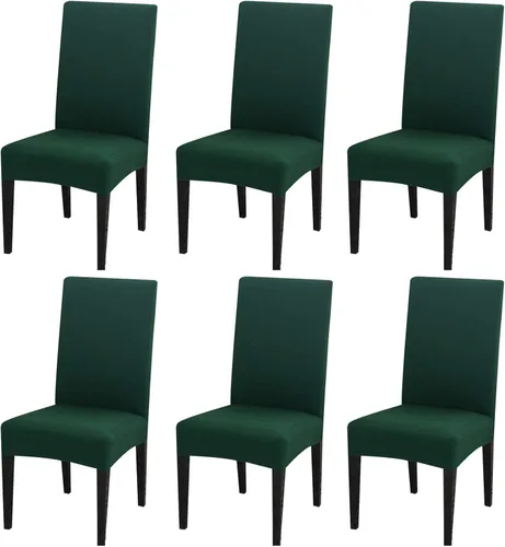 Vista 24 de Dimatic Paquete de 4 fundas elásticas de licra para sillas de comedor, extraíbles y lavables, fundas protectoras para sillas de comedor, cocina, Rojo