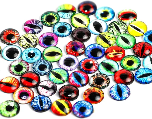 Vista 7 de 100 ojos de cabujón de cristal para hacer muñecas de arcilla, manualidades, manualidades, joyería, ojos de cristal (0.394 pulgadas)