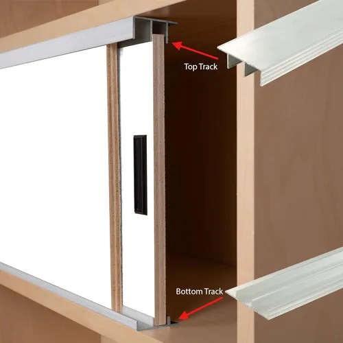 Vista 4 de Outwater Pista de puerta corredera de aluminio de 36 pulgadas para paneles de madera de 1/2 pulgadas, acabado de molino