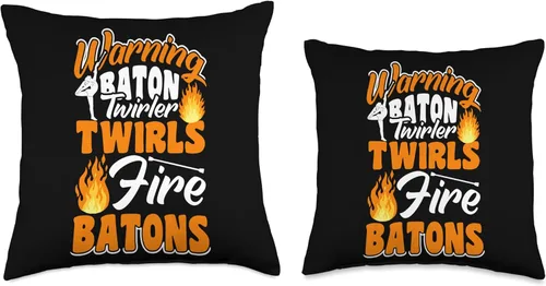 Vista 3 de Baton Twirler Majorettes Baton Twirling Girl Gifts Twirler Fire Baton - Almohada giratoria, 16 x 16 pulgadas, multicolor
