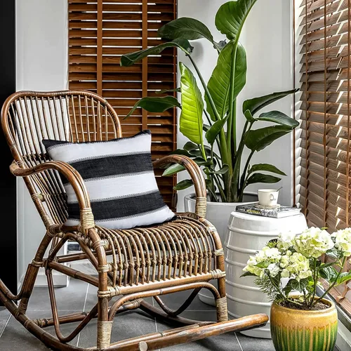 Vista 6 de AmHoo - Juego de 2 fundas de almohada decorativas para casa de campo, a rayas y a cuadros, juego de fundas de almohada de algodón y lino para sofá