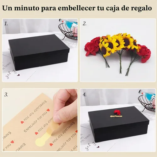 Vista 4 de Giftilious Cajas de regalo negras, un juego de 5 cajas de regalo con tapas para regalos, cajas preenvueltas para regalos, caja de regalo resistente