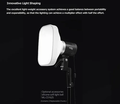 Vista 4 de GODOX ML-CS1625 Softbox Kit de cúpula de difusión con 3 adaptadores, difusor plegable para GodoxV1 Serie V1 ML30 ML60BI AD200PRO AD300PRO 400PRO V