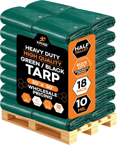Vista 56 de Lona de Polietileno de Servicio Pesado - 5' X 7' - 10 Mil de Grosor Impermeable, Cubierta Protectora Bloqueadora de UV - Reversible Verde y Negro