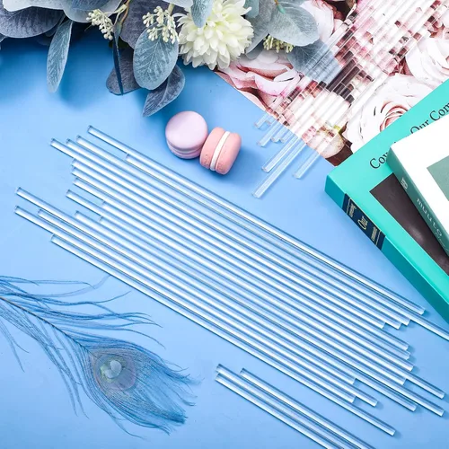 Vista 4 de 60 varillas de acrílico de 12 pulgadas para manualidades de bricolaje de 0.25 pulgadas de diámetro, varillas redondas de plástico acrílico
