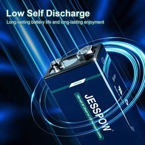 Vista 3 de Paquete de 8 baterías recargables de 9 voltios, recargables por USB, batería de litio de alta capacidad de 1300 mAh 9 V con cable de carga tipo C